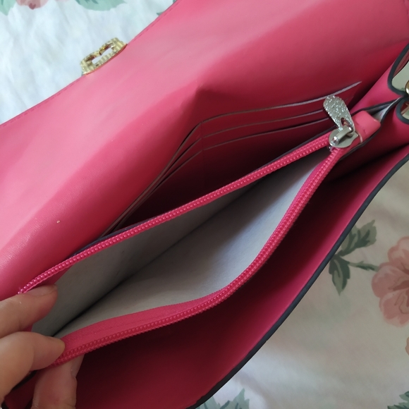 Pink Envelope Clutch Crossbody Shoulder Purse Bag - Picture 8 of 8